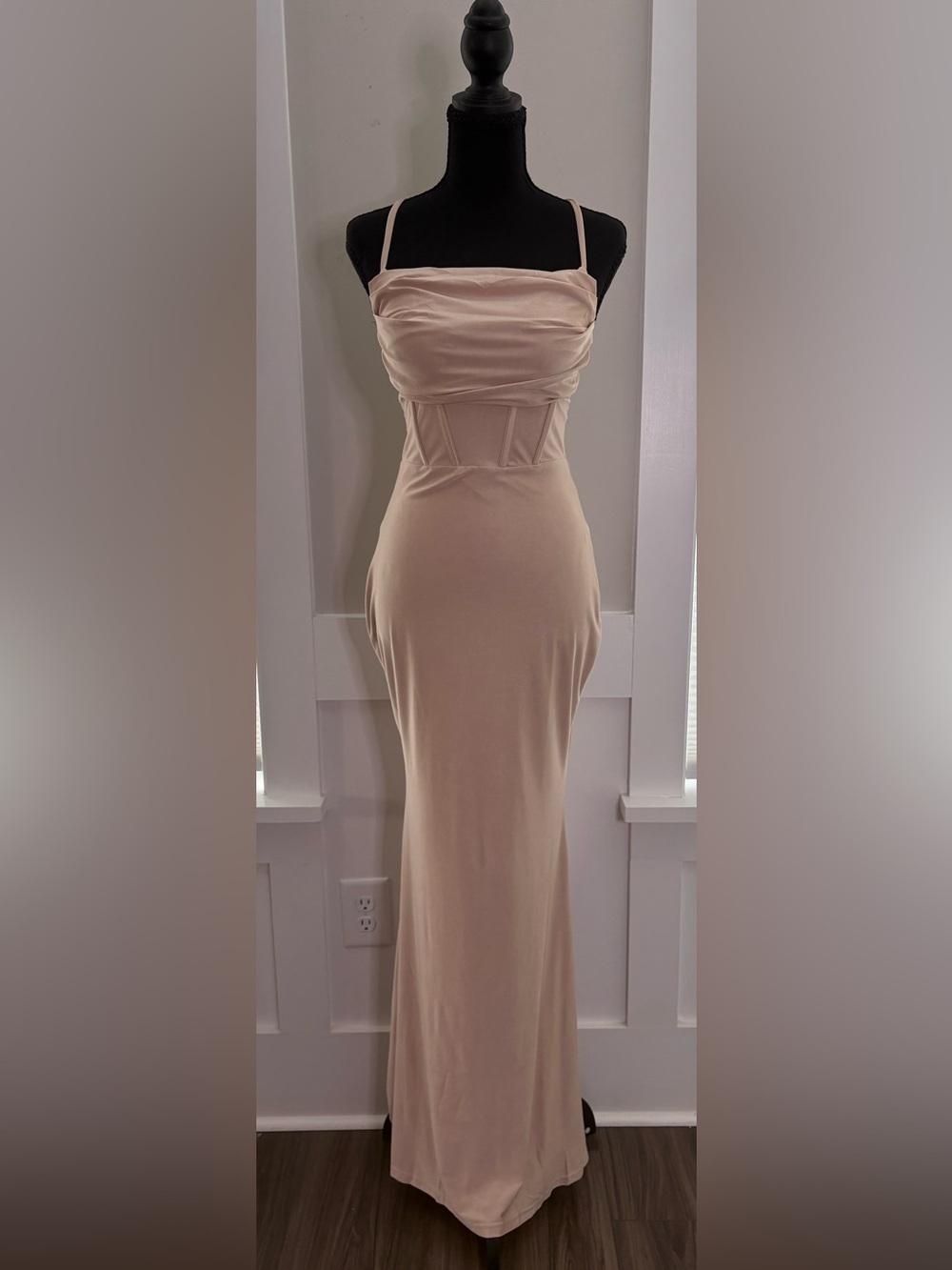 Windsor Taupe Cowl Neck Maxi Dress